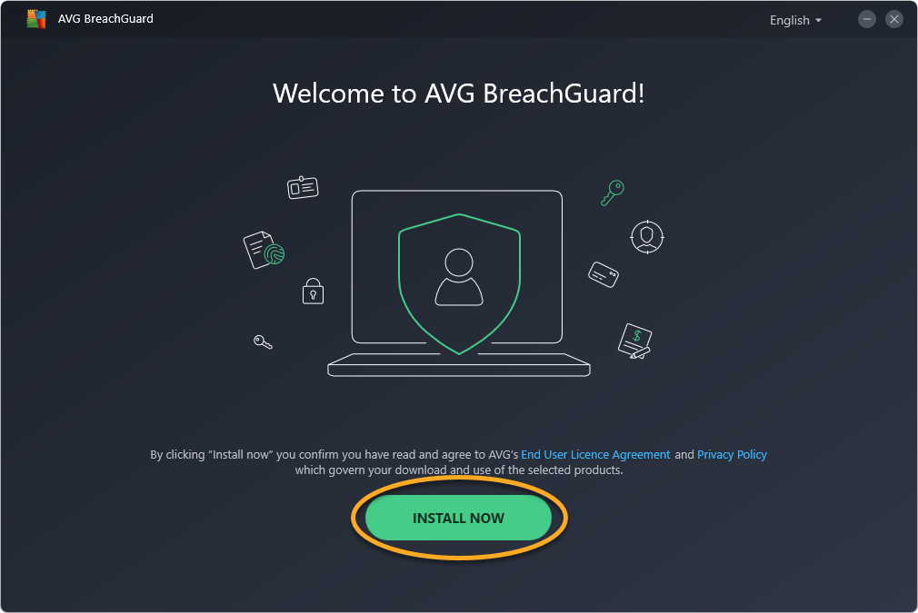 AVG BreachGuard obrázek z programu v popisu produktu.