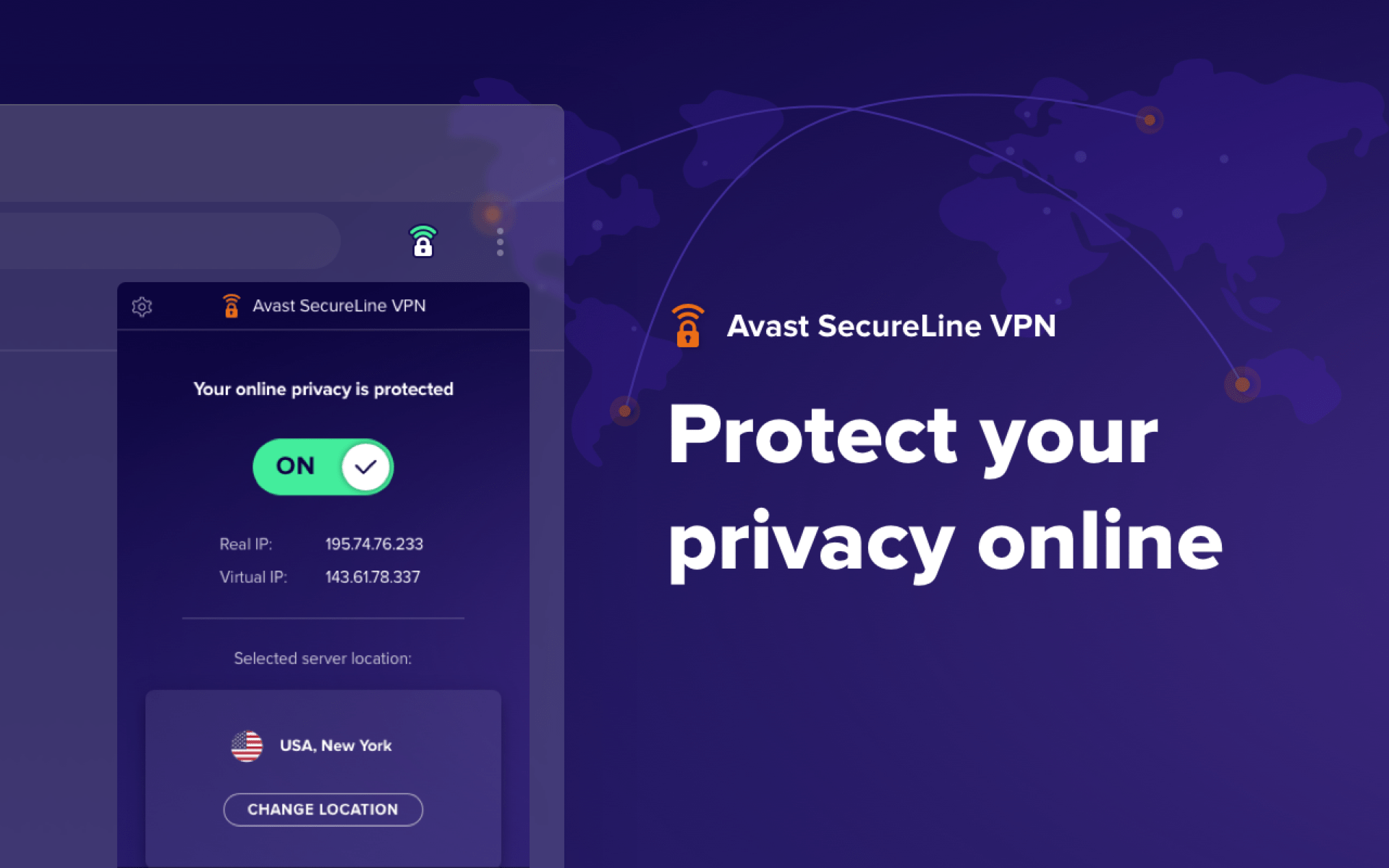 Avast SecureLine VPN obrázek v popisu produktu.