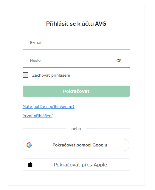 AVG prihlásenie