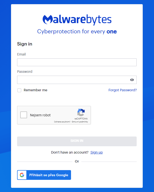 Malwarebytes přihlášení