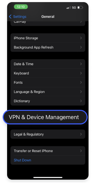 iOS nastavení VPN
