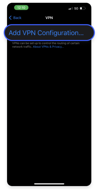 iOS - přidat konfiguraci VPN