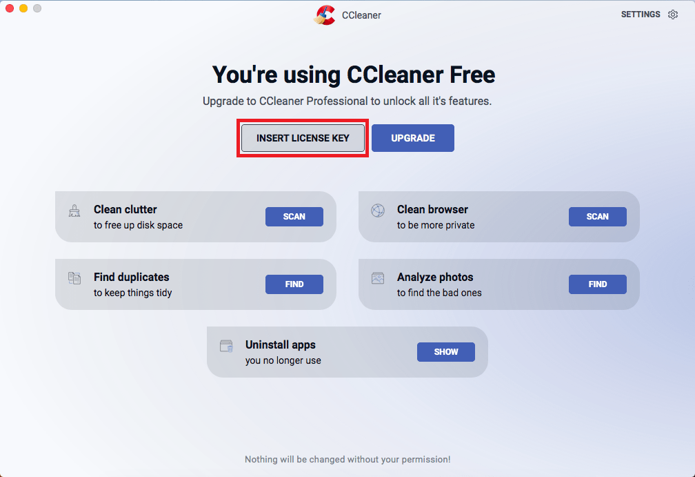 CCleaner pro Mac vložení klíče