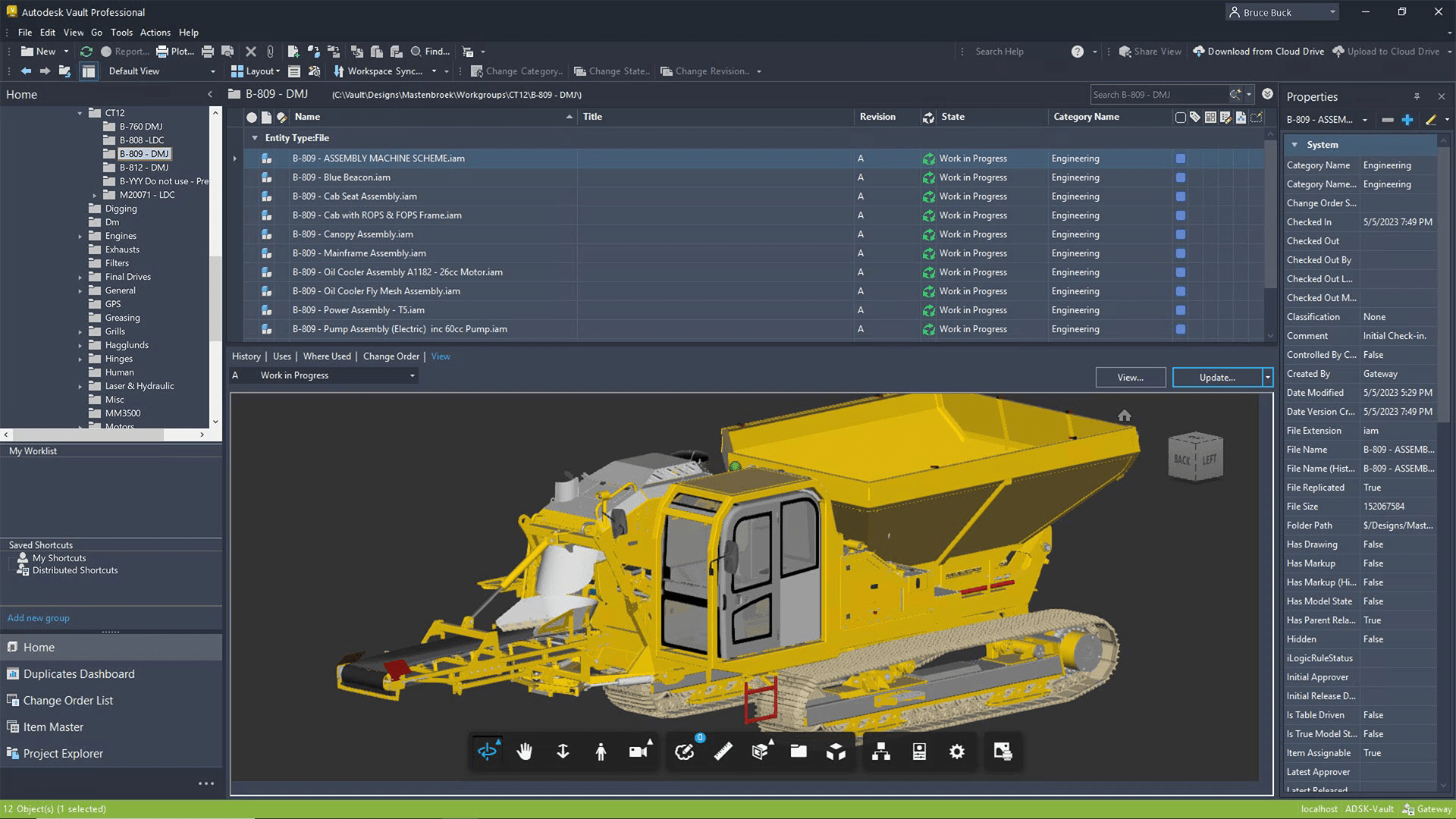 Autodesk Vault Professional 2025 obrázek z programu v popisu produktu.