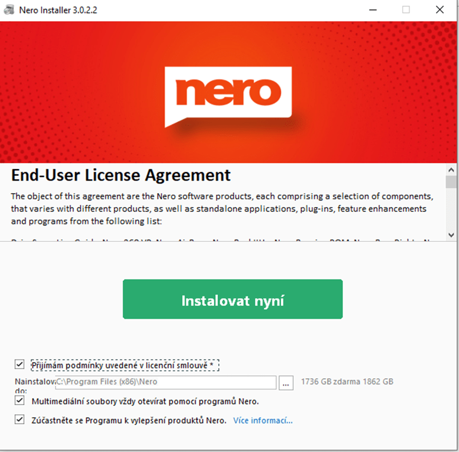 Nero instalace