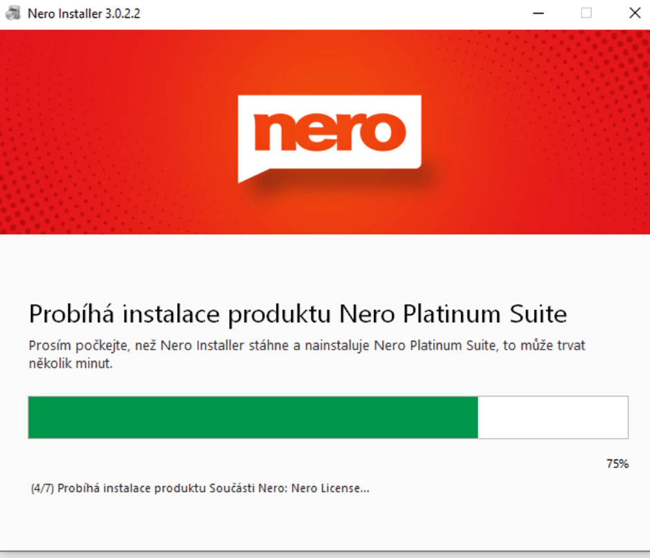 Průběh instalace Nero