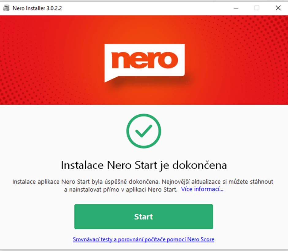 Dokončení Nero instalace