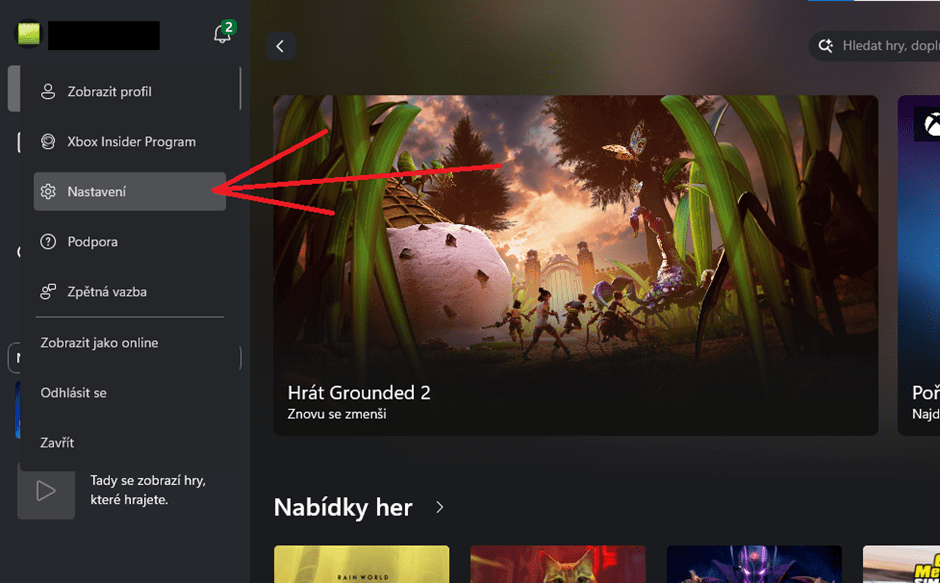 Xbox nastavení