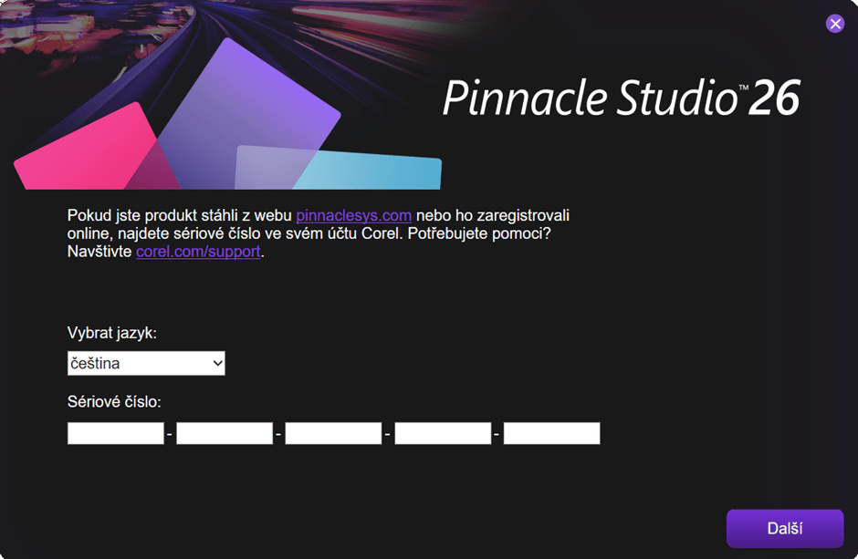 Instalace a aktivace Pinnacle Studio