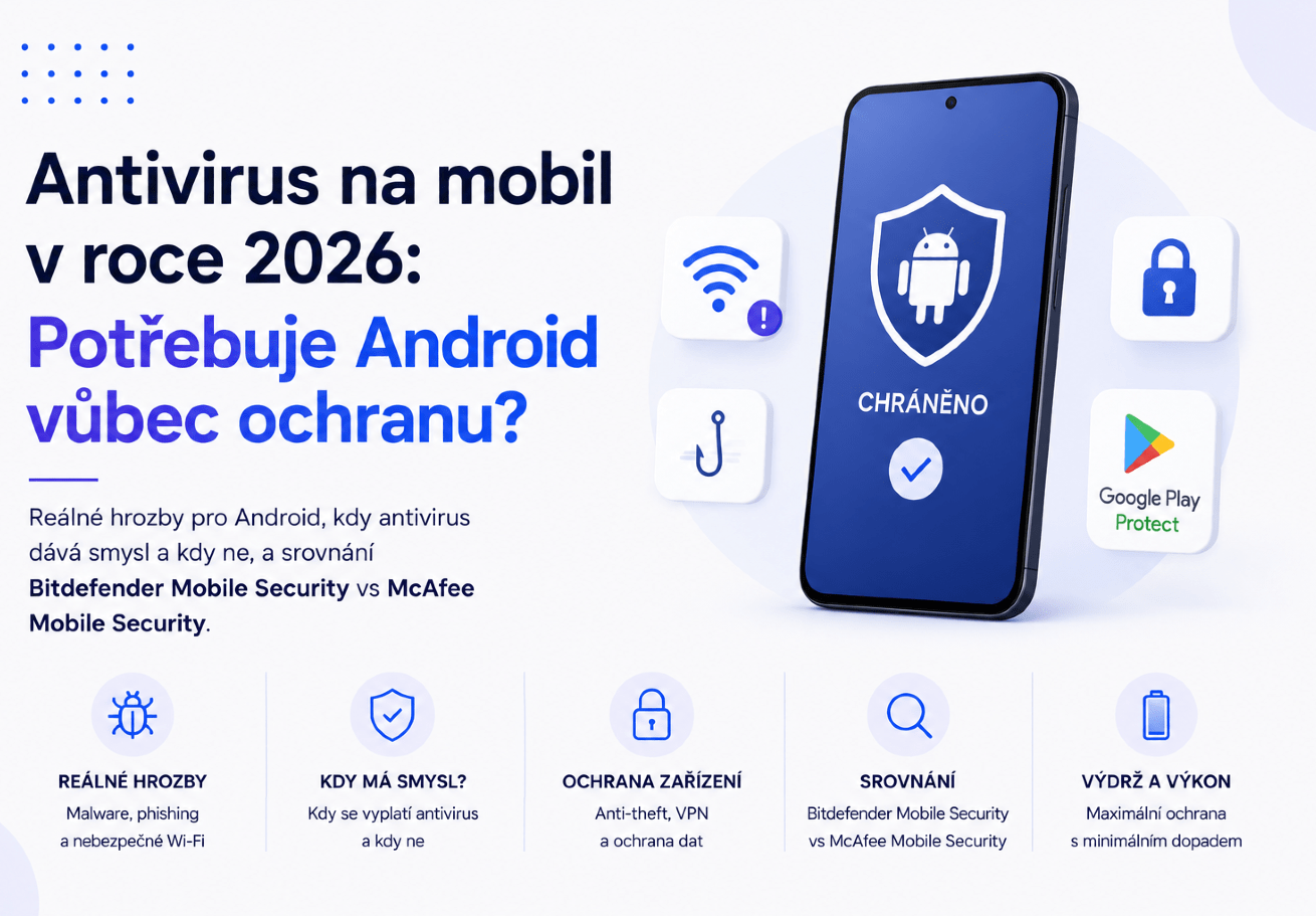 Ochrana Android telefonu antivirem - Bitdefender a McAfee Mobile Security 2026